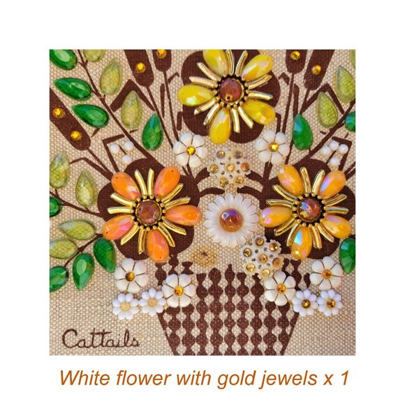 Enid Collins Cattails Bejeweled Handbag Orange Yellow White Flowers Rhinestones - Picture 9 of 16